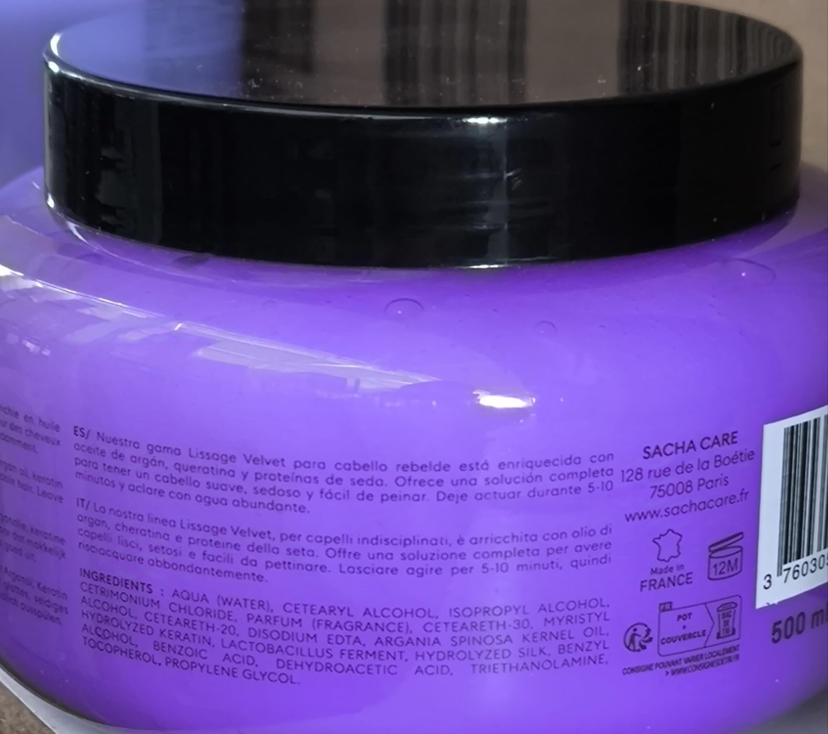 Expert Lissage Velvet Maska do włosów – Z olejem arganowym, keratyną i białkiem jedwabiu – Dla łatwych do rozczesania, jedwabistych i błyszczących włosów 500 ml