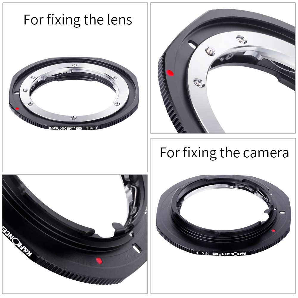 K&F CONCEPT M11135 NIK-EOS Hochpräziser Adapterring Objektivadapter Objektiv Adapter Canon EOS, Adapter Ring für Nikon AI Objektiv auf Canon EOS Kamera