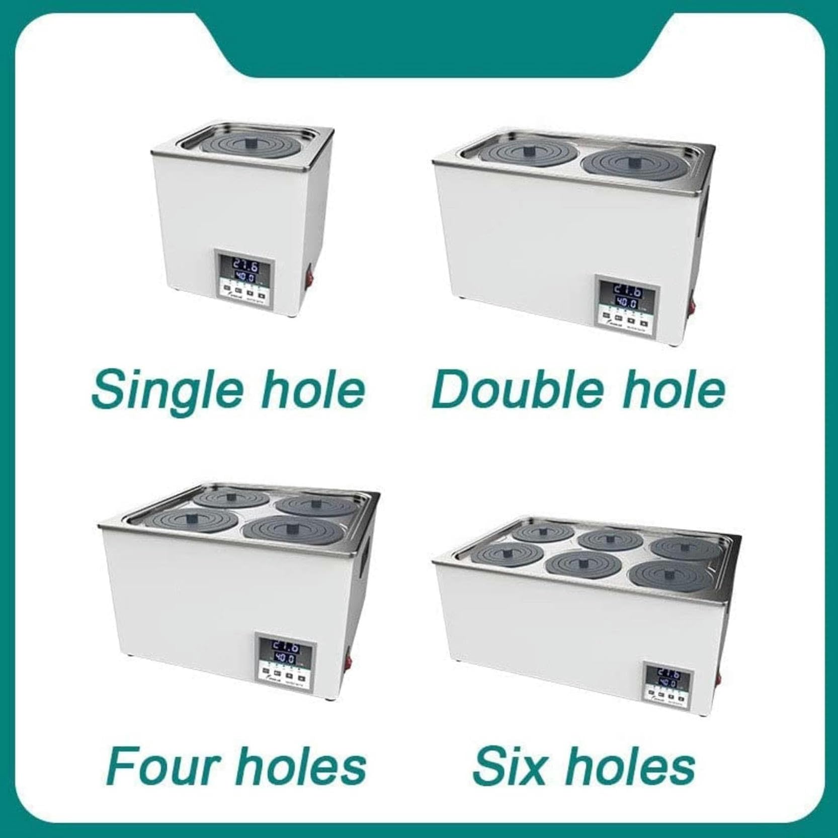 Baño María termostático Digital de Laboratorio de Doble Orificio, RT 5–99,9 °C, Tanque Interior de Acero Inoxidable Calefacción eléctrica Baño María termostático poroso, 0–999 Minutos Temporizador