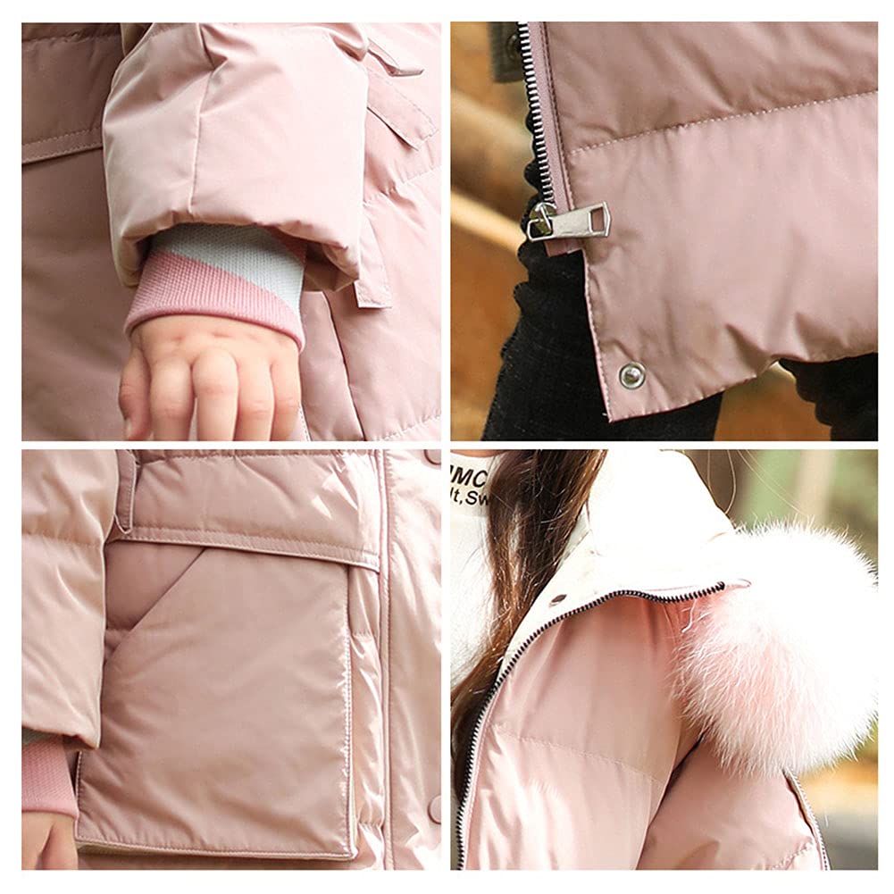 Abrigo para Niña con Capucha de Pelo Sintética, Largo, Chaqueta de Invierno Plumífero Acolchado Ropa Caliente Parka Calido A Prueba de Viento