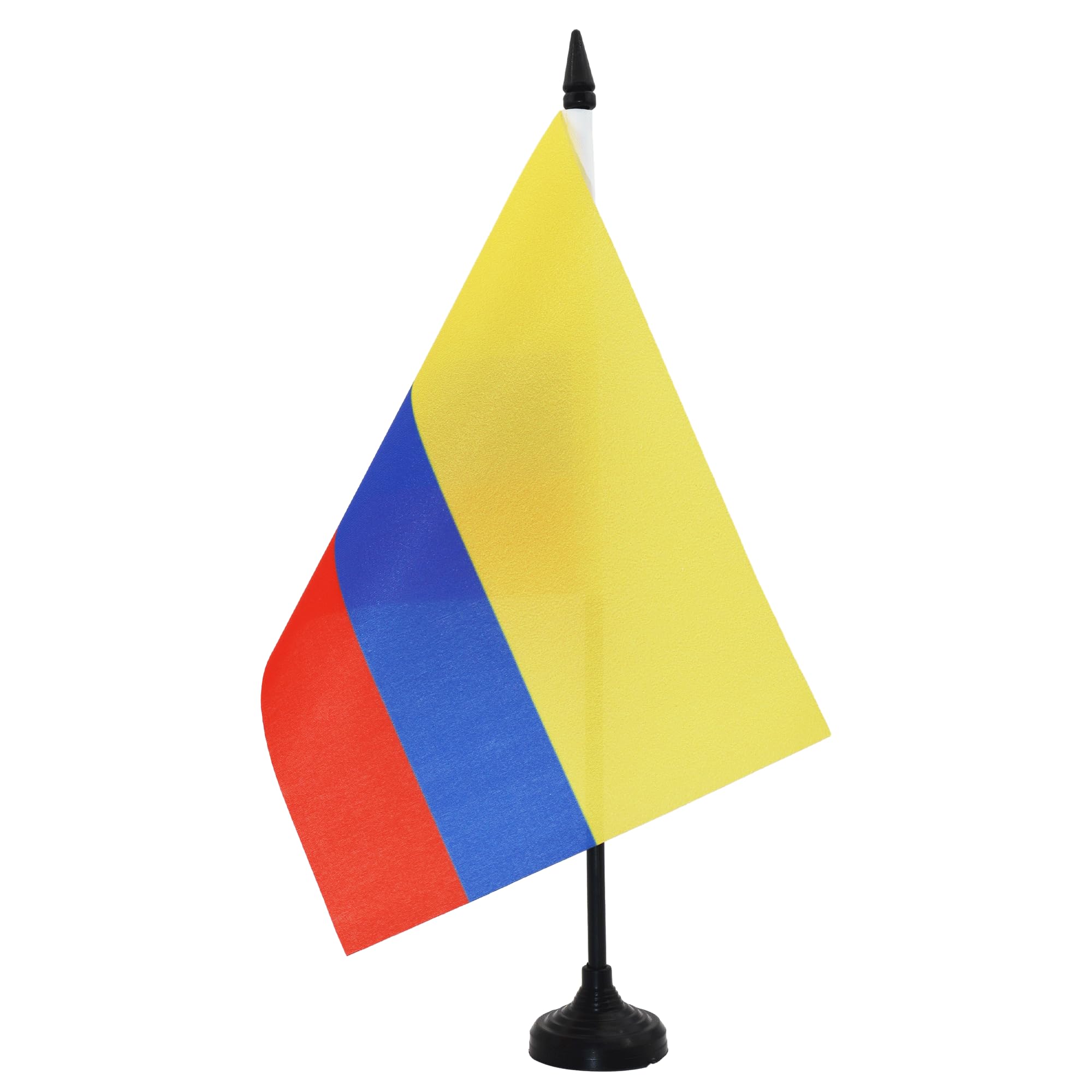 AZ FLAG - Colombia Table Flag 5'' x 8'' - Colombian Office Flag 100% Polyester 21 x 14 cm - Mini Desk Flag with 10'' Pole and Black Plastic Base