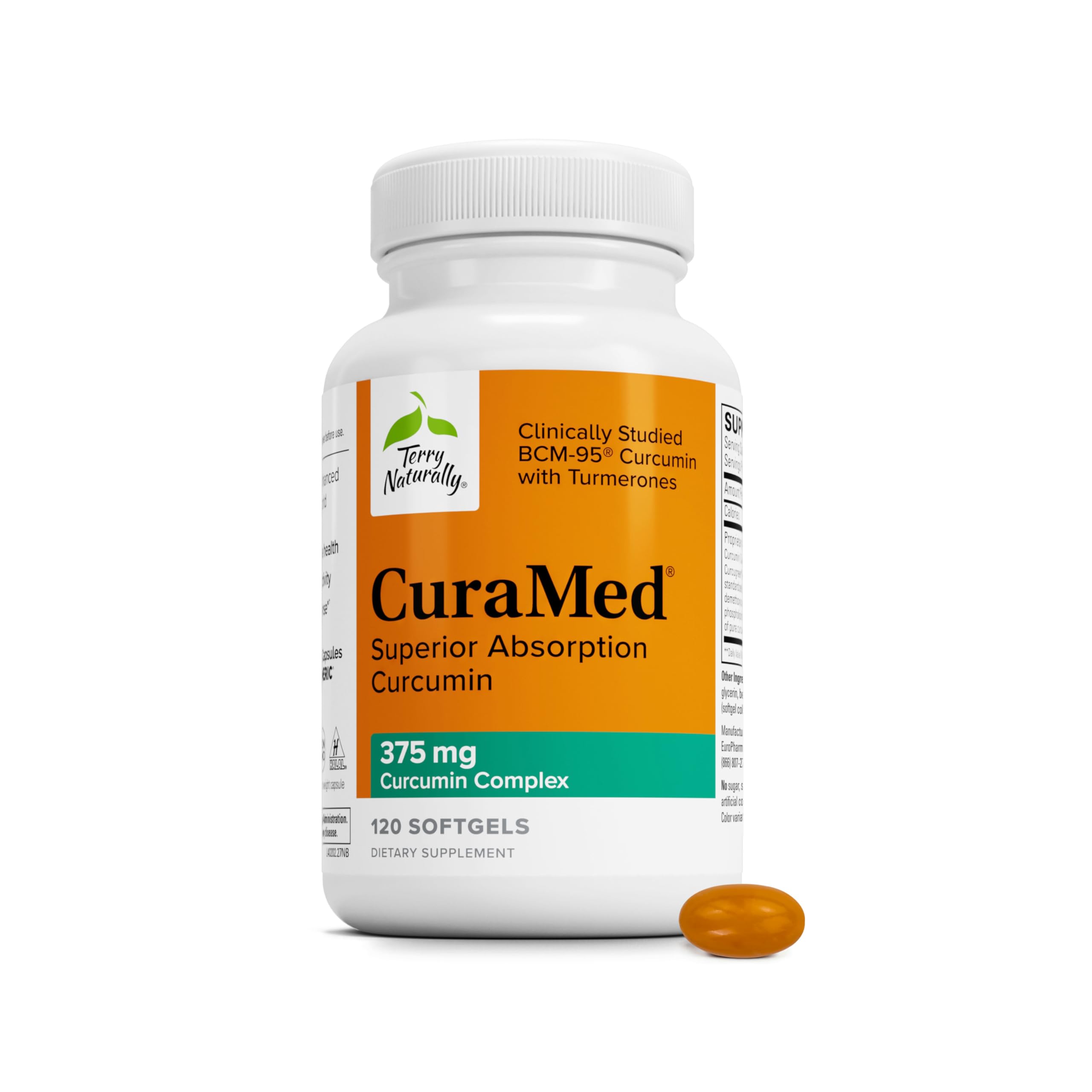 Terry Naturally CuraMed 375mg - Pain & Inflammation Relief - 120 Count Pack of 1 120