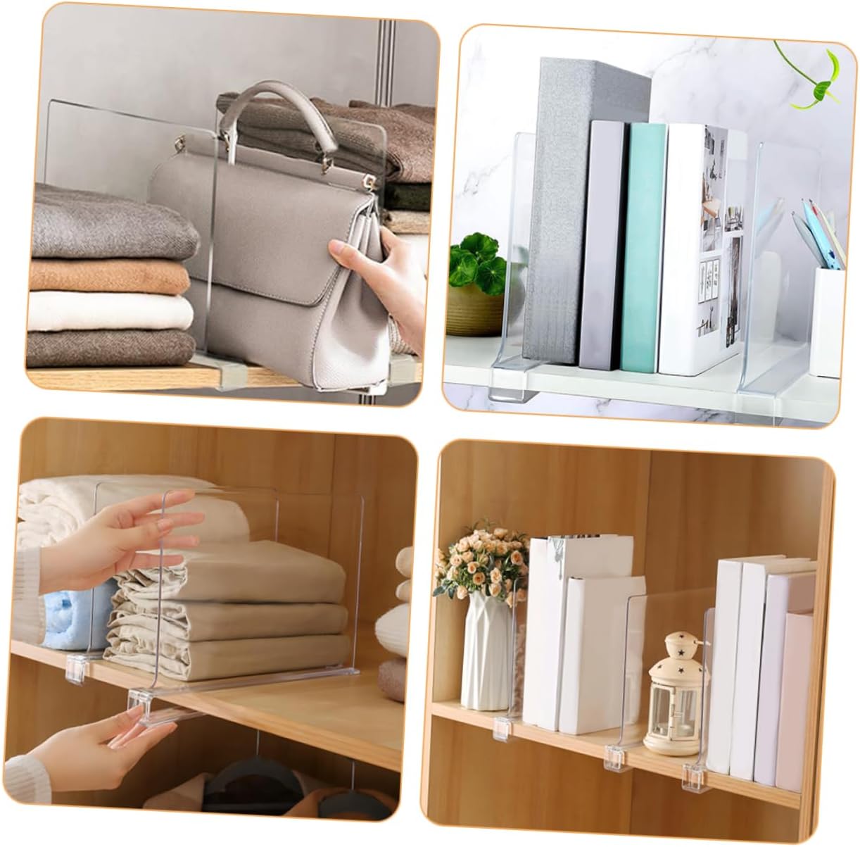 6pcs Transparent Closet Divider Multi-use Shelf Separators for Organizing Clothes No Tools Required Wear-Resistant for Home Office and Dorm Storage