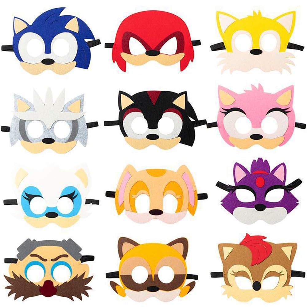 YARDHOBI 12 Packs Hedgehog Felt Mask for Kids, Hedgehog Themed Party Supplies, Birthday Party Favors, Costumes Dress-Up Masks, Cartoon Character Cosplay Photo Booth Prop, Birthday Cosplay Mask