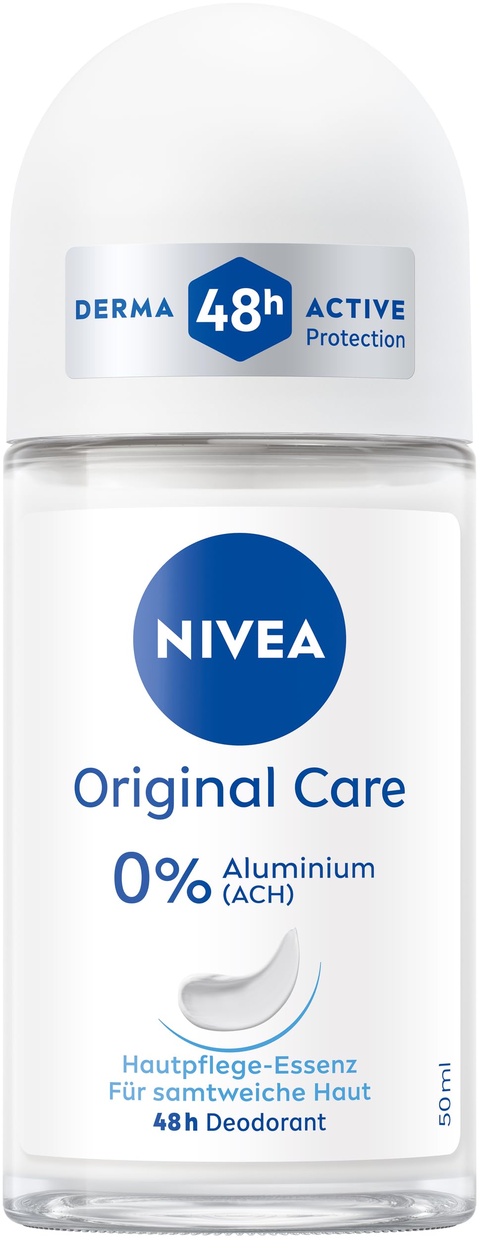 NIVEA Original Care Deo Roll-On, Deoroller ohne Aluminium (ACH) und Ethylalkohol, Deodorant mit Hautpflege-Essenz für 48h Schutz und Pflege (50 ml)
