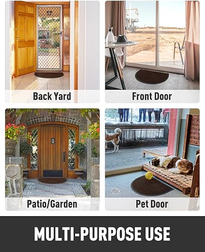 Miniatura 7 de Tapete para puerta de entrada al aire libre e interior, semicircular, de goma duradera, antideslizante, para entrada exterior, entrada, atrapador de