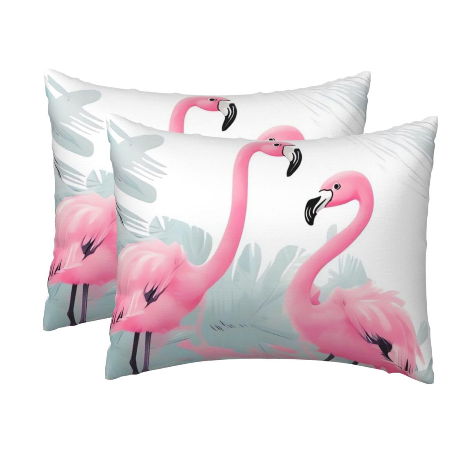 2 Pack Standard Pillow Cases with Hidden Zipper, Soft Breathable Pillow Covers for Hair and Skin, Love Flamingo Pillowcases 20"x26" Bed Pillow Protectors Cover for Sleeping Gifts