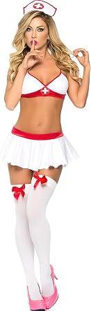 Naughty Nurse Uniform Sling Sheer Lingerie Set Halloween Dress Socks