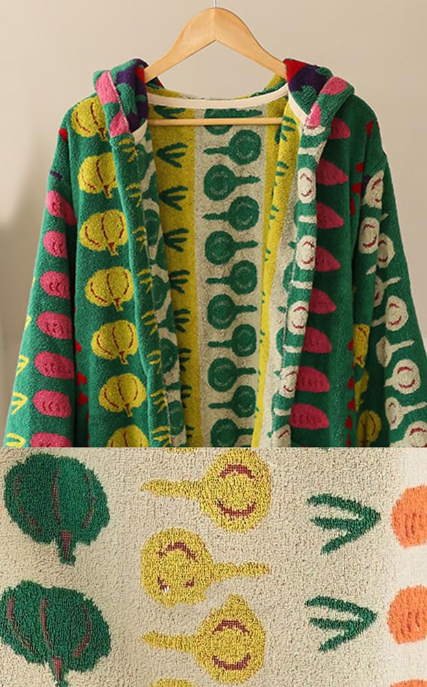 Damski szlafrok frotte, bawełniany szlafrok z kapturem, chłonny, gruby, długi szlafrok do spa, zimowy szlafrok pluszowy,G,One Size
