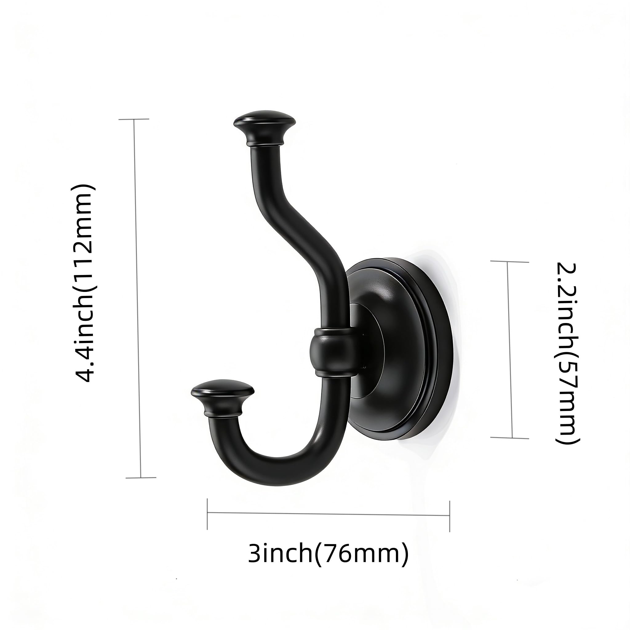 KHTUMEWARE-KH318 Matte Black Coat/Robe Hooks in Matte Black — KHTUMEWARE