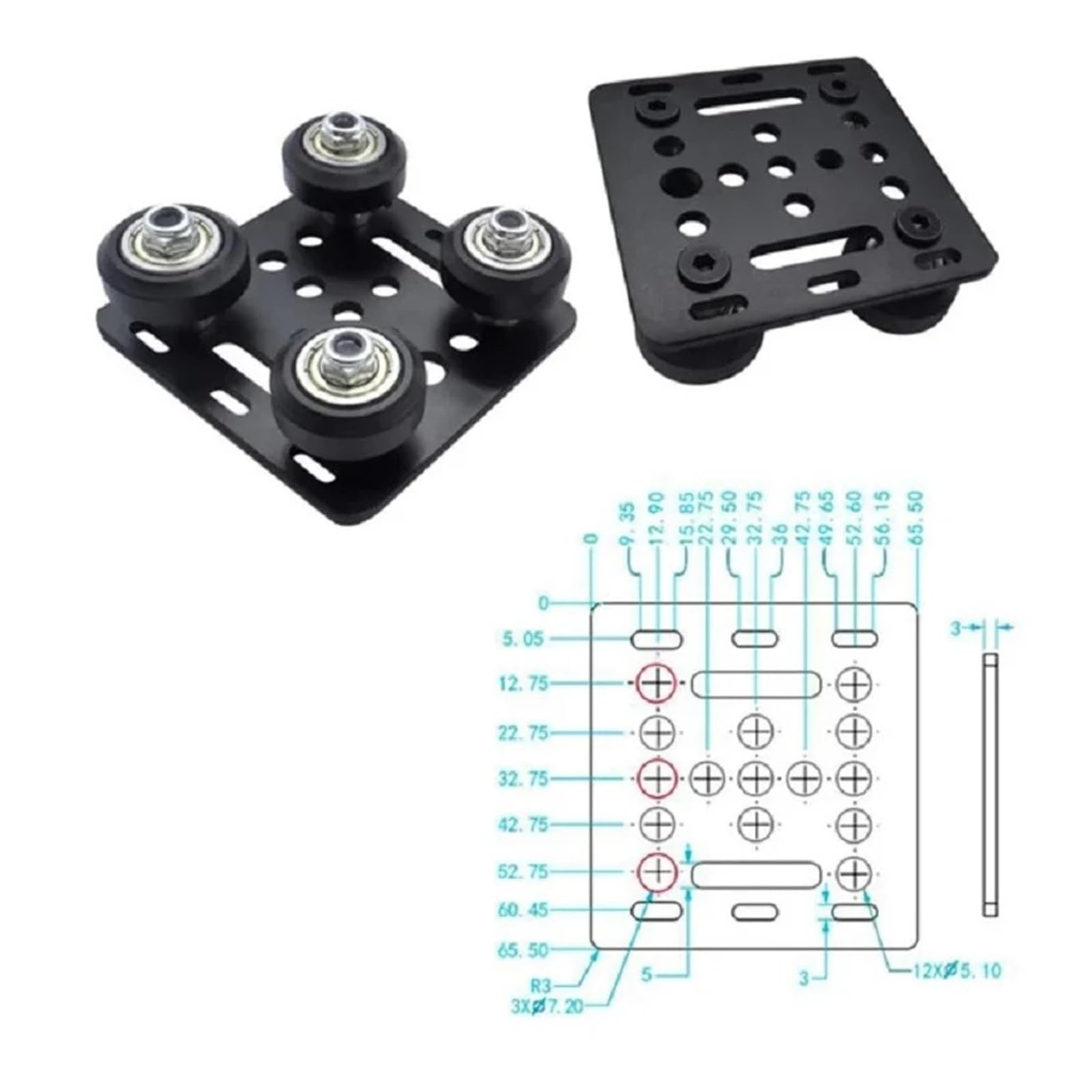 2020 V-Nut-Profil + Riemenscheiben-Set 100–1000 mm