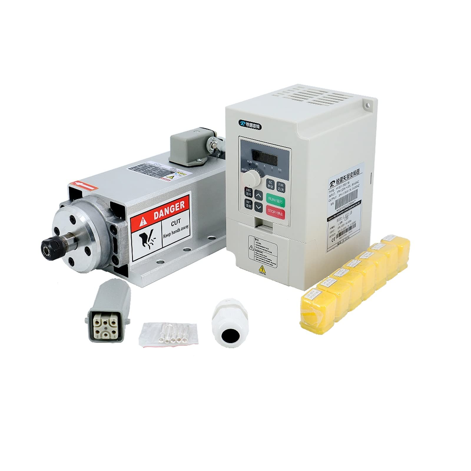 Mooilko Rp Vfd Option 3 Cnc Machine Tool Spindle 1500W 1.5Kw 24000Rpm Er11 Air Cooling Motor Vfd 7 Pcs Er11 Collets（1-7Mm） Smooth Running(Rp Vfd Option 3)