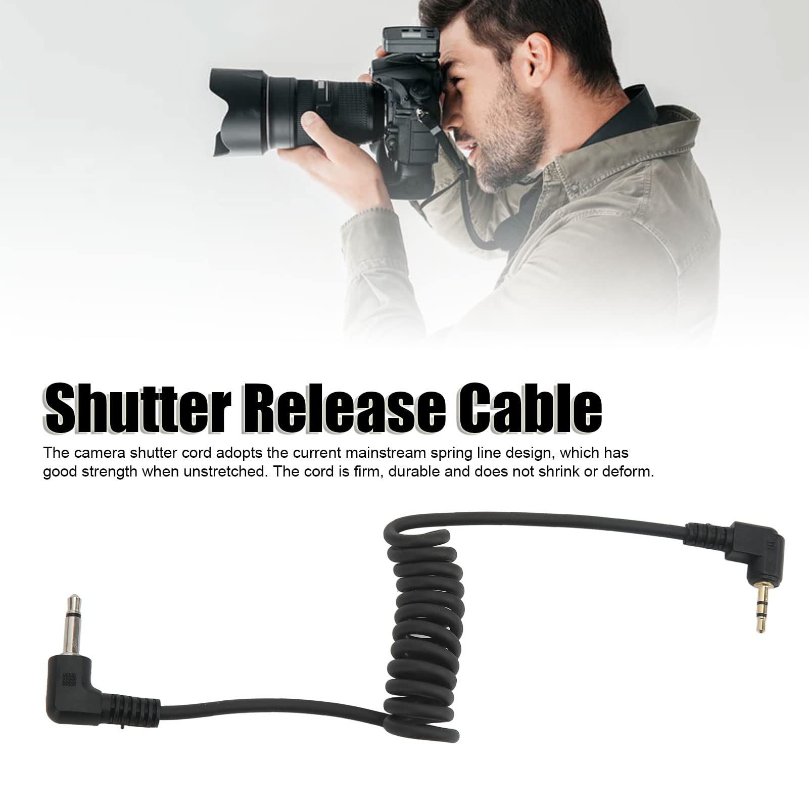 Camera Remote Control Shutter Release Cable Cord,2.5mm to 3.5mm Gold Plated Joint Plastic Elastic Flash Shutter Release Cable,Camera Shutter Cord for Shooting