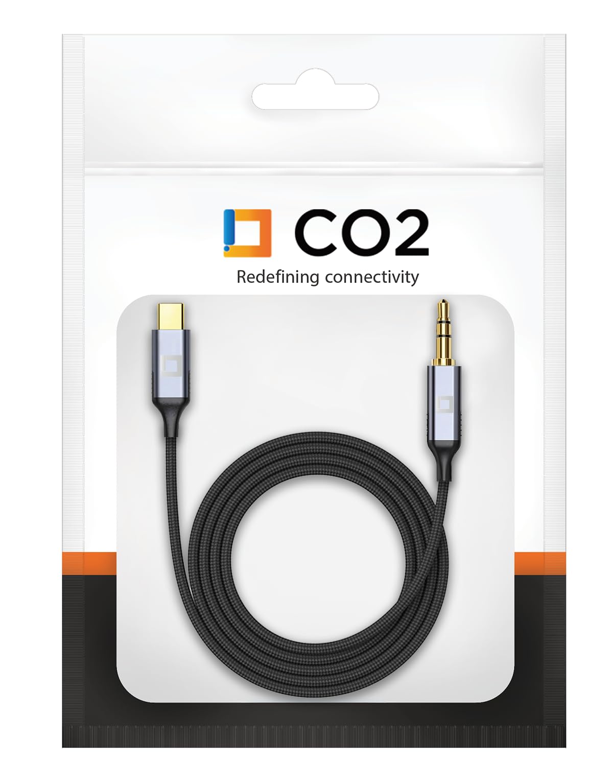 CO2 Kabel USB-C do Mini Jack 3,5 mm AUX z Przetwornikiem DAC 128 kHz HD, Najwyższa Jakość Dźwięku, Aluminium Space Grey, Adapter Kompatybilny z iPhone, MacBook, iPad Pro, Samsung (1m)