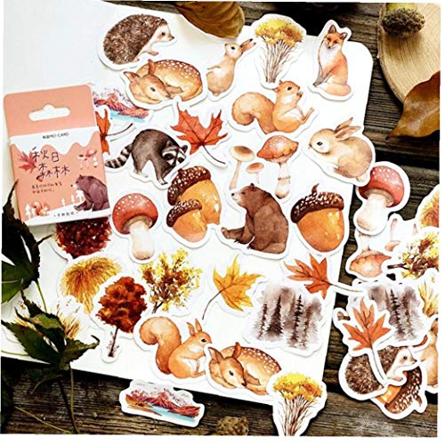 Romote 46 Pcs/Paquet Animaux de la forêt d'automne Décoration Stickers adhésifs de Bricolage Cartoon Autocollants Agenda Autocollant Scrapbook Papeterie Autocollants