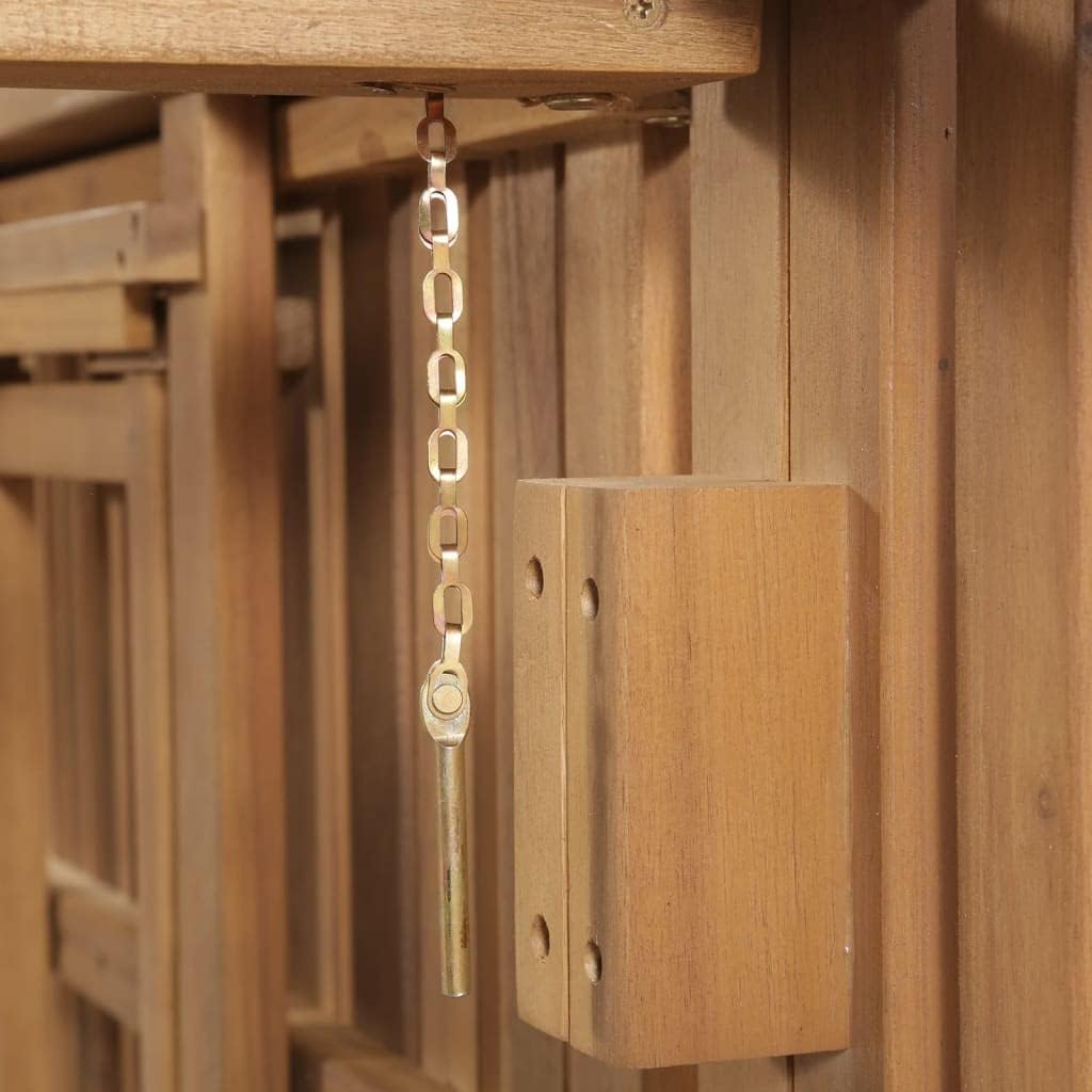 vidaXL Solid Acacia Wood Sun Lounger with Adjustable Backrest and Red Cushion, Folding Patio Outdoor Lounger, Boasts Durability and Easy Maintenance