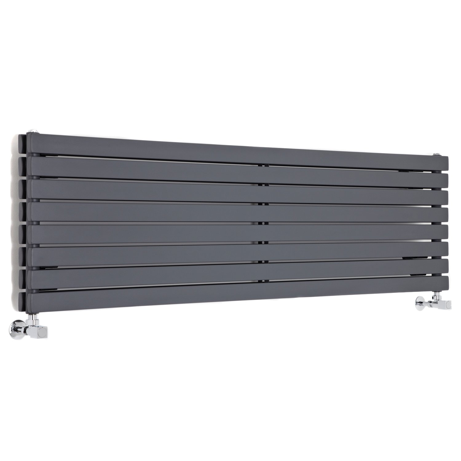 Milano Anthracite Capri Horizontal Double Flat Panel Radiator - 472Mm X 1600Mm