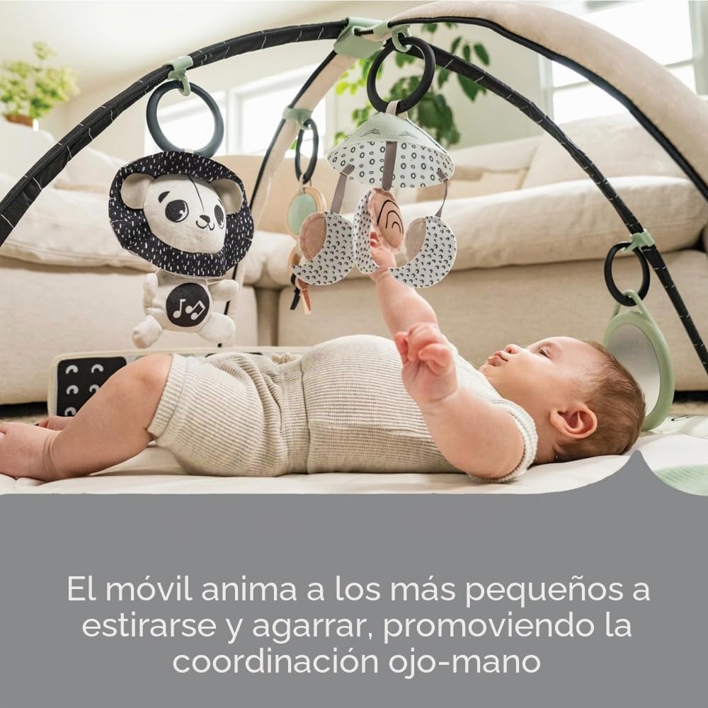 Tiny Love Classic Gymini, Alfombra de juegos musical 2 en 1 para bebés, desde 0 meses, gimnasio para bebés, 20 actividades, juguete musical interactivo, arcos ajustables, Black & White Décor