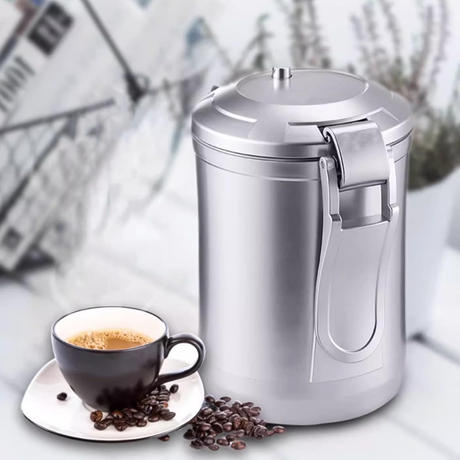 Próżniowa puszka do przechowywania kawy, hermetyczny pojemnik do przechowywania kawy, pojemniki ze stali nierdzewnej do przechowywania żywności 1,5 l do kawy mielonej i ziaren