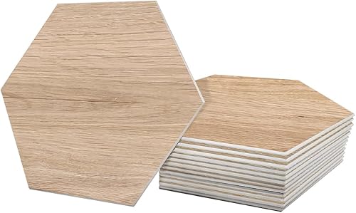 Avant Decor Azulejos para salpicaduras de cocina de despegar y pegar grano de madera hexagonal compuesto de piedra azulejos de pared para pegar en