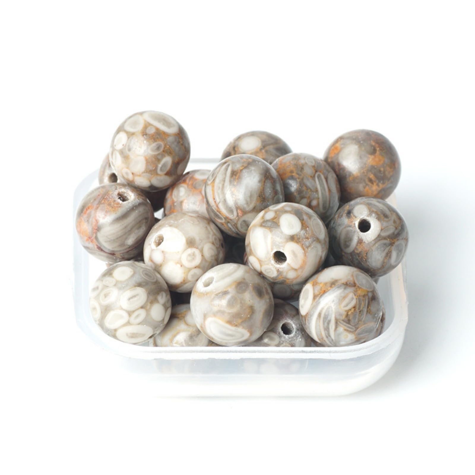 100 perline in pietra naturale da 8 mm, in howlite, rotonde, sfuse, con