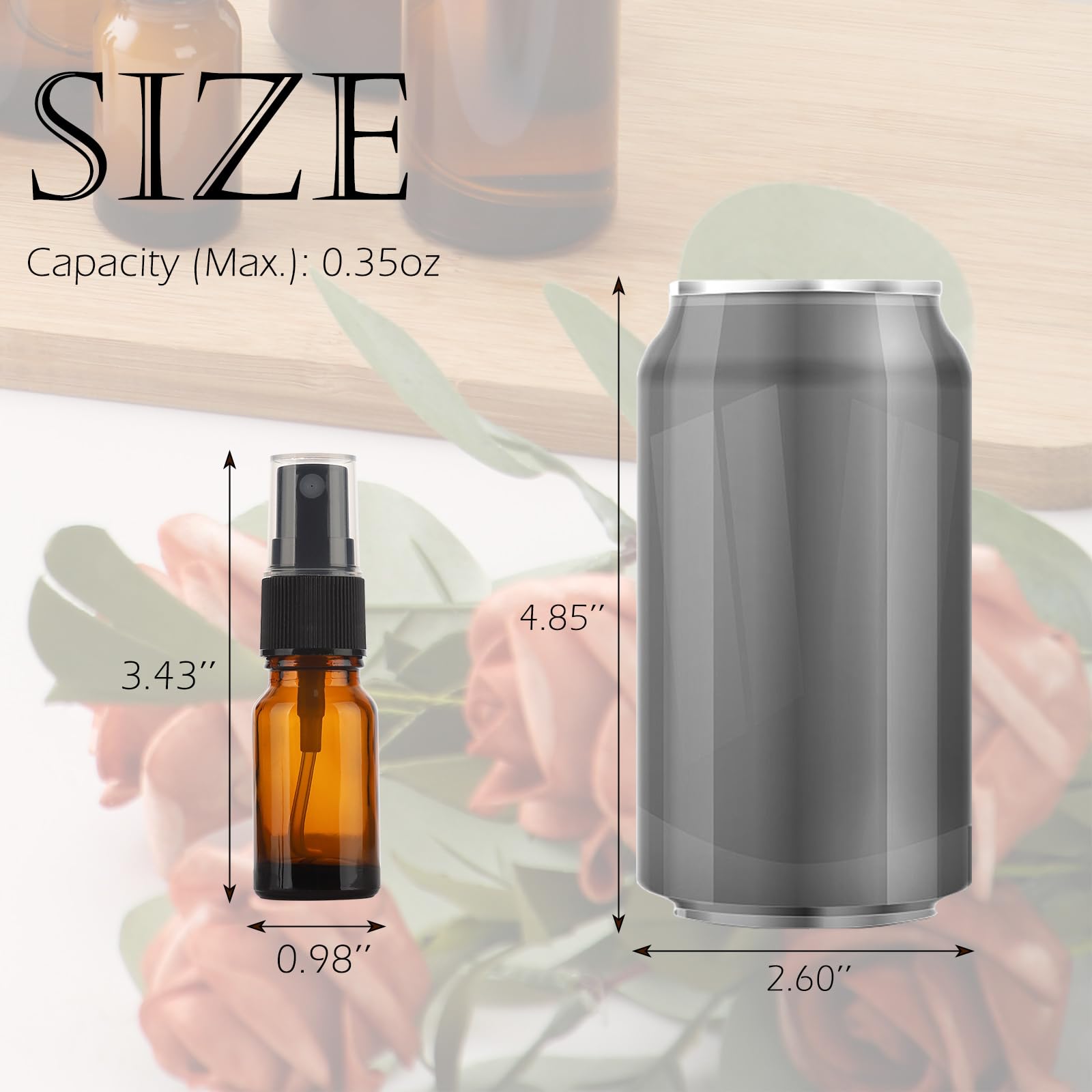 Sprühflasche, bernsteinfarbenes Glas, Reisezerstäuber für Parfüm, ätherische Öle, TSA-zugelassen, nachfüllbar, kleiner Sprüher mit Etiketten und Dosierwerkzeugen, 24 Stück