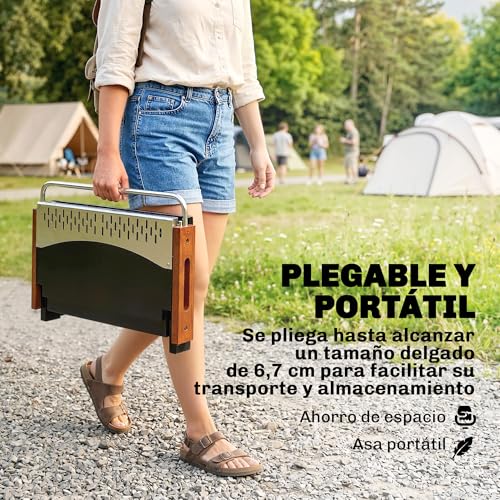 Barbacoa de carbón portátil Outsunny plegable fácil de limpiar y llevar 4