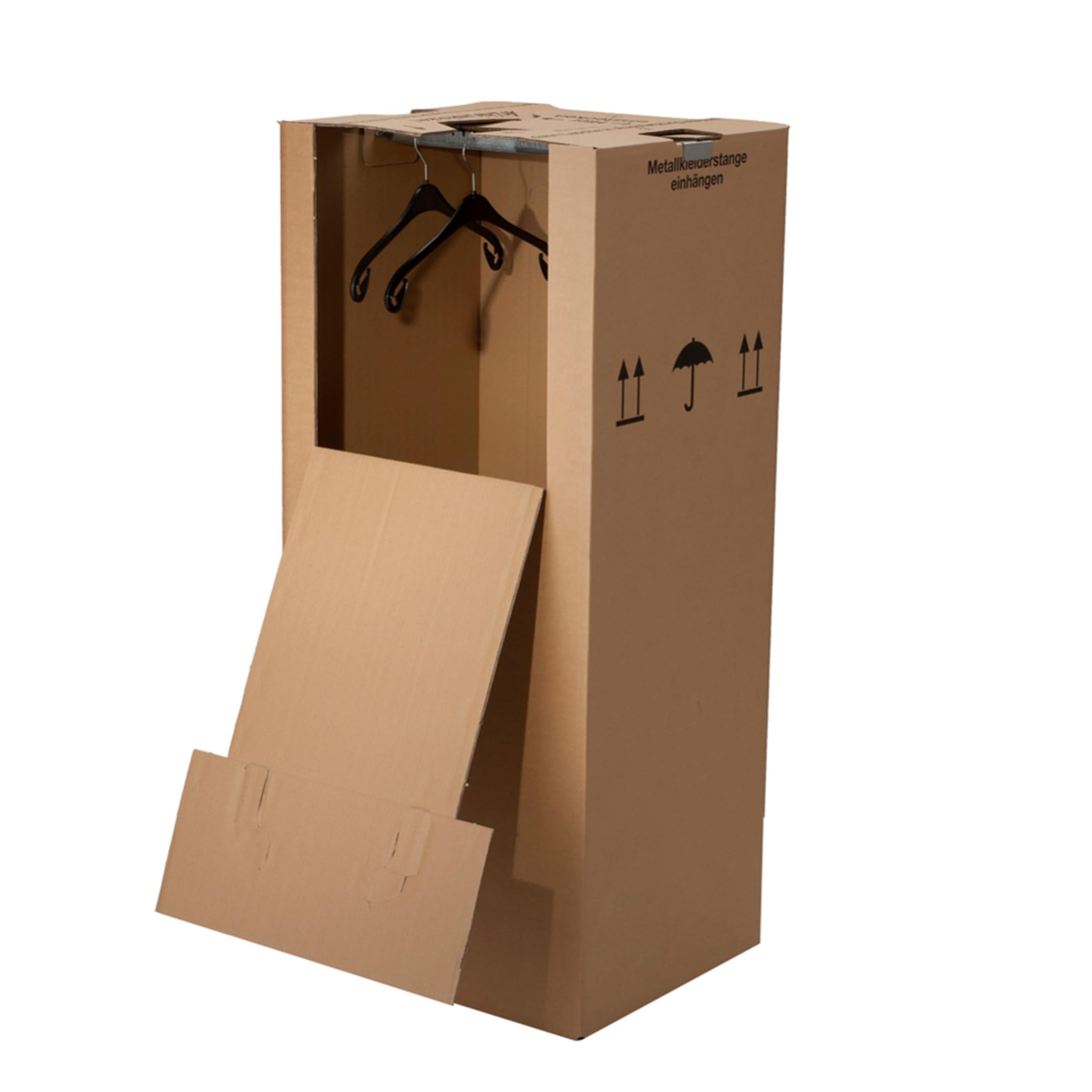 BB-Verpackungen Lot de 15 boîtes à vêtements Maxi - 612 x 522 x 1370 mm - Double cannelure (15 pièces) - Grand carton à vêtements avec barre en métal, trous de préhension et charge jusqu'à 60 kg