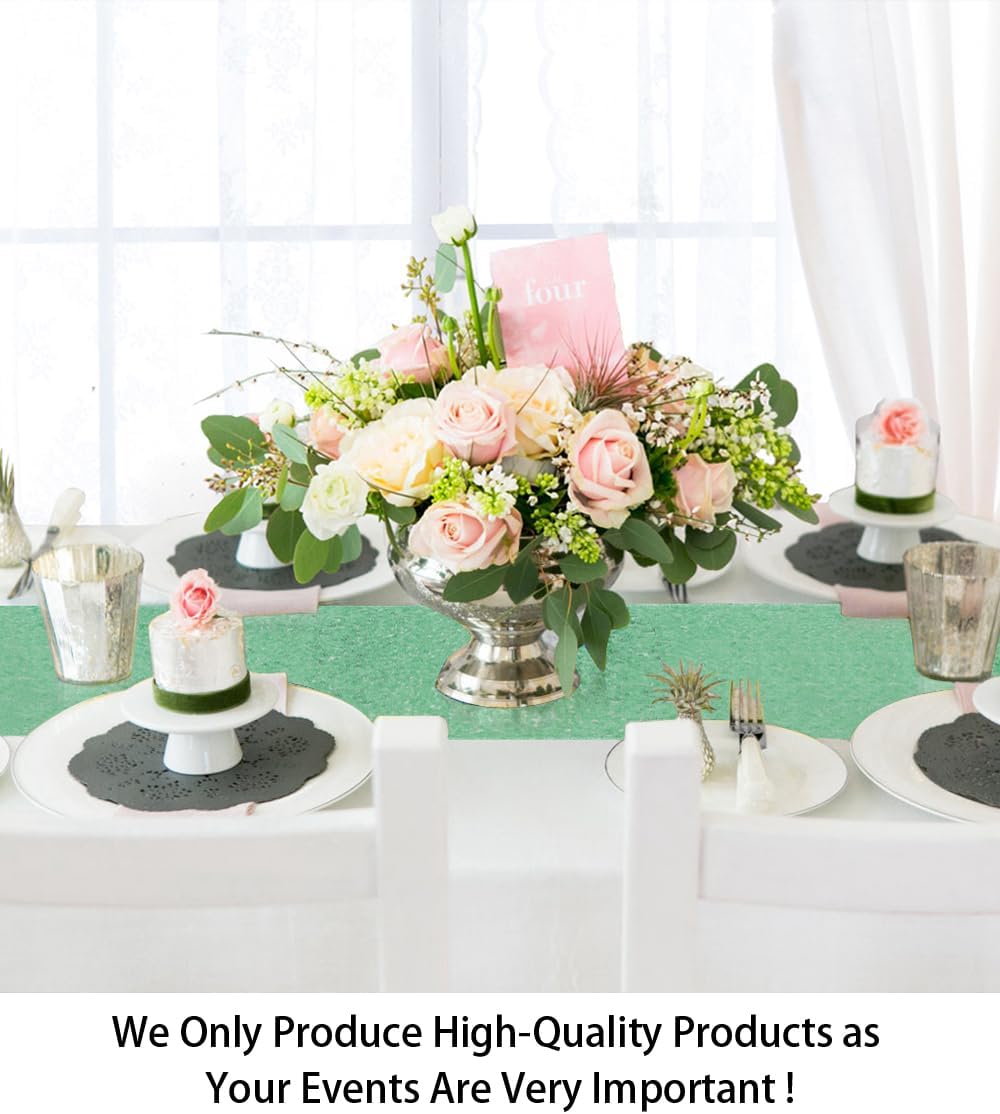 ShiDianYi Table Runners Green Bridal Shower Decorations 5Pcs Mint-Green 12''x72'' Sequin Table Runner Party Supplies Sequin Fabric Glitter Runner for Wedding Tables Decoration Birthday Table Runners