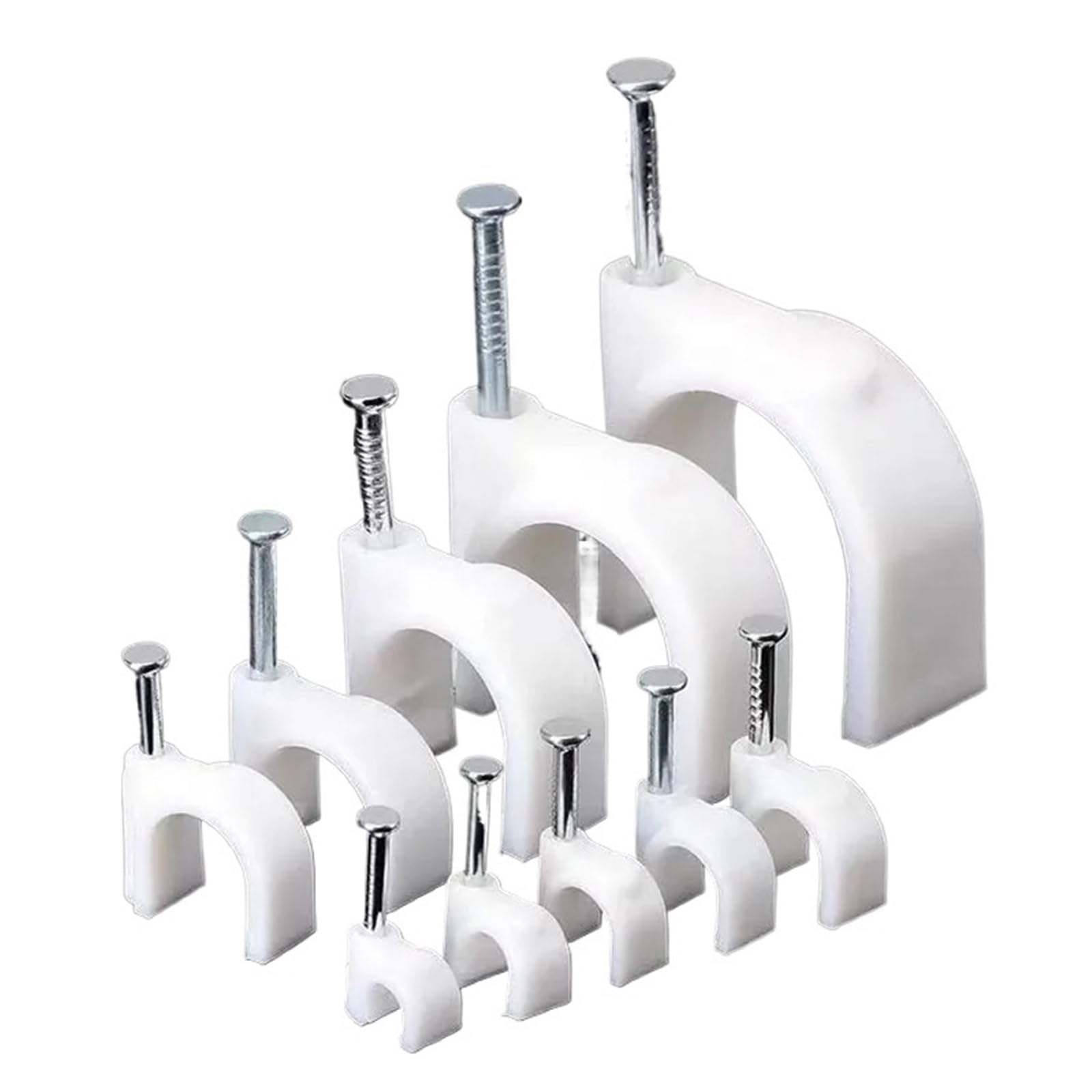Gkirqvpe Round 8Mm Cable Clips ， Plastic Cable Clips With Steel Nails Pack Of 100 Round And Square 4-10Mm(Round 8Mm)