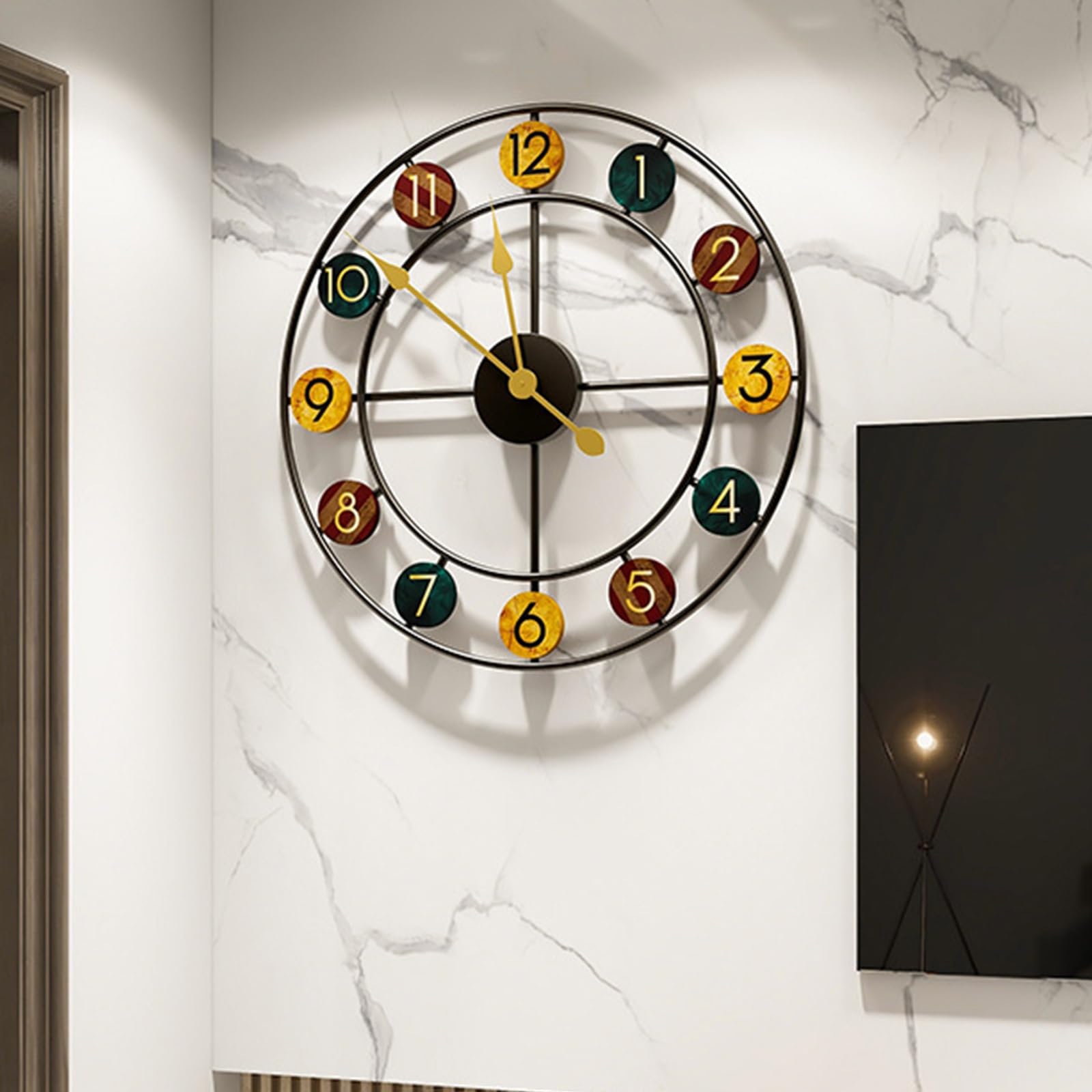 50cm Reloj de Pared de Esqueleto de Metal silencioso, Números Romanos, Movimiento de Barrido silencioso Retro, Sin garrapata, Adecuado para Sala de Estar, Oficina, Dormitorio, café, Hotel, decoración