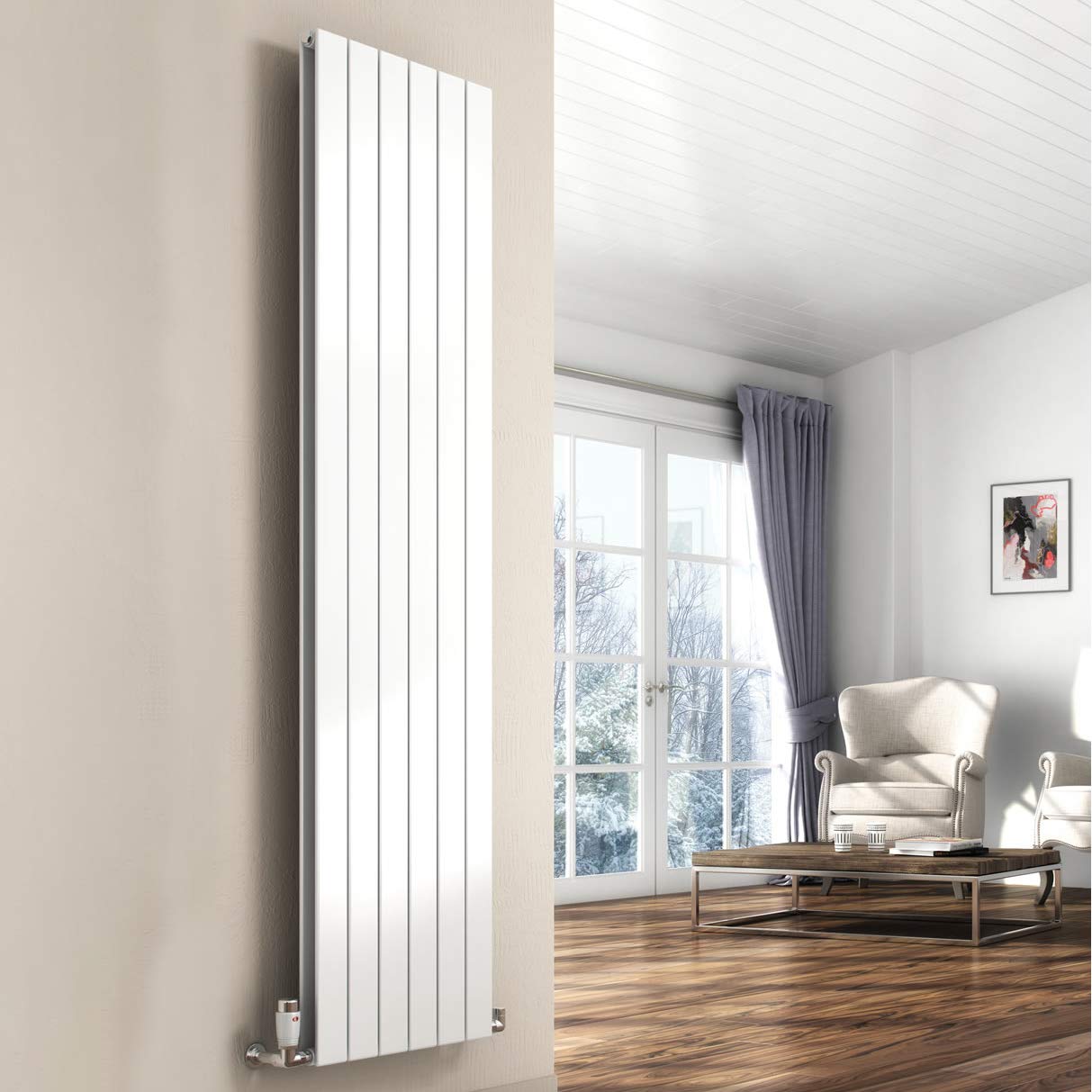 Bathroom Kingdom Vertical Radiator - Steel - White - 1800x514