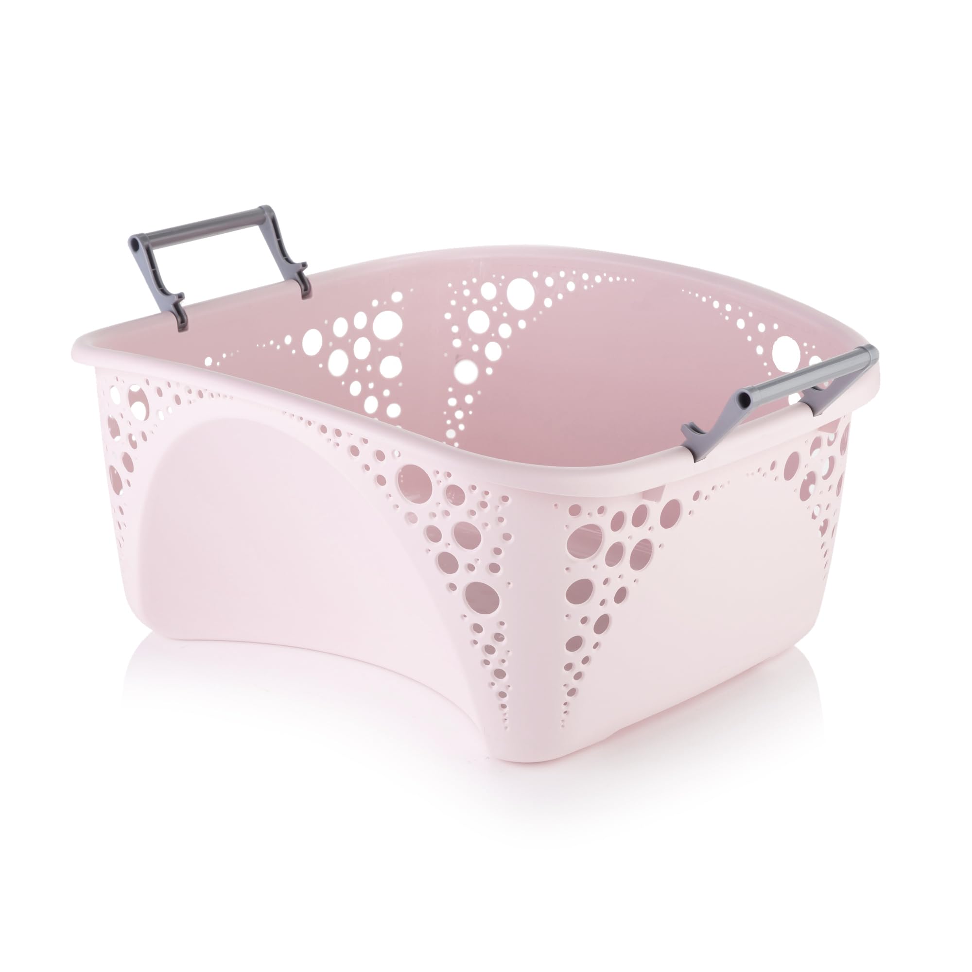 Minky Dusty Pink 40L Stackable Laundry Basket, Stackable Washing Basket, Sturdy Foldable Handles, Easy Carry Hip Fit, Multipurpose & Durable Laundry Baskets, Made In The Uk