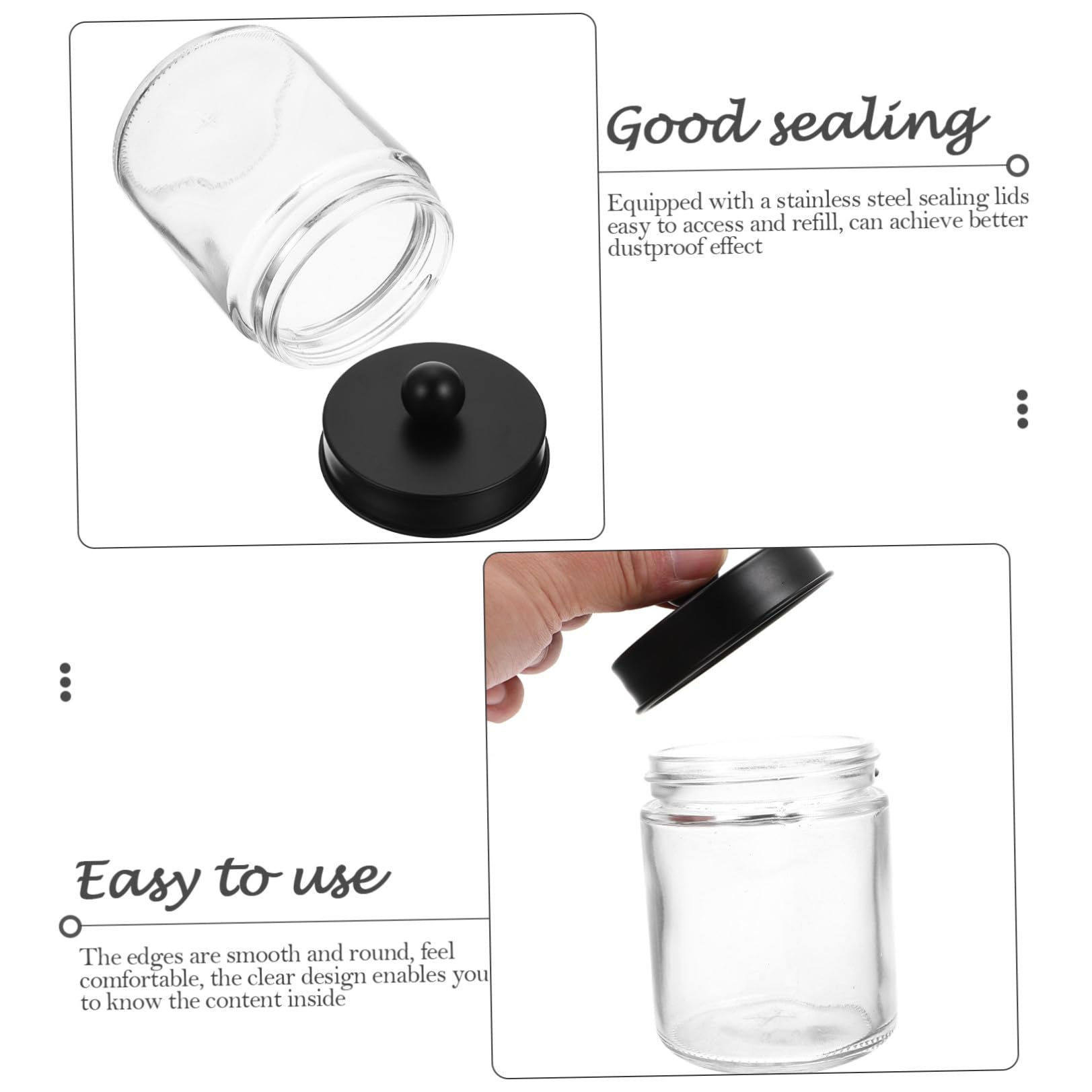 Glasbehälter 3 Stück mit Edelstahl Perlendeckel Aufbewahrungsglas für Wattestäbchen und Wattepads Organizer für Bad und Hygiene