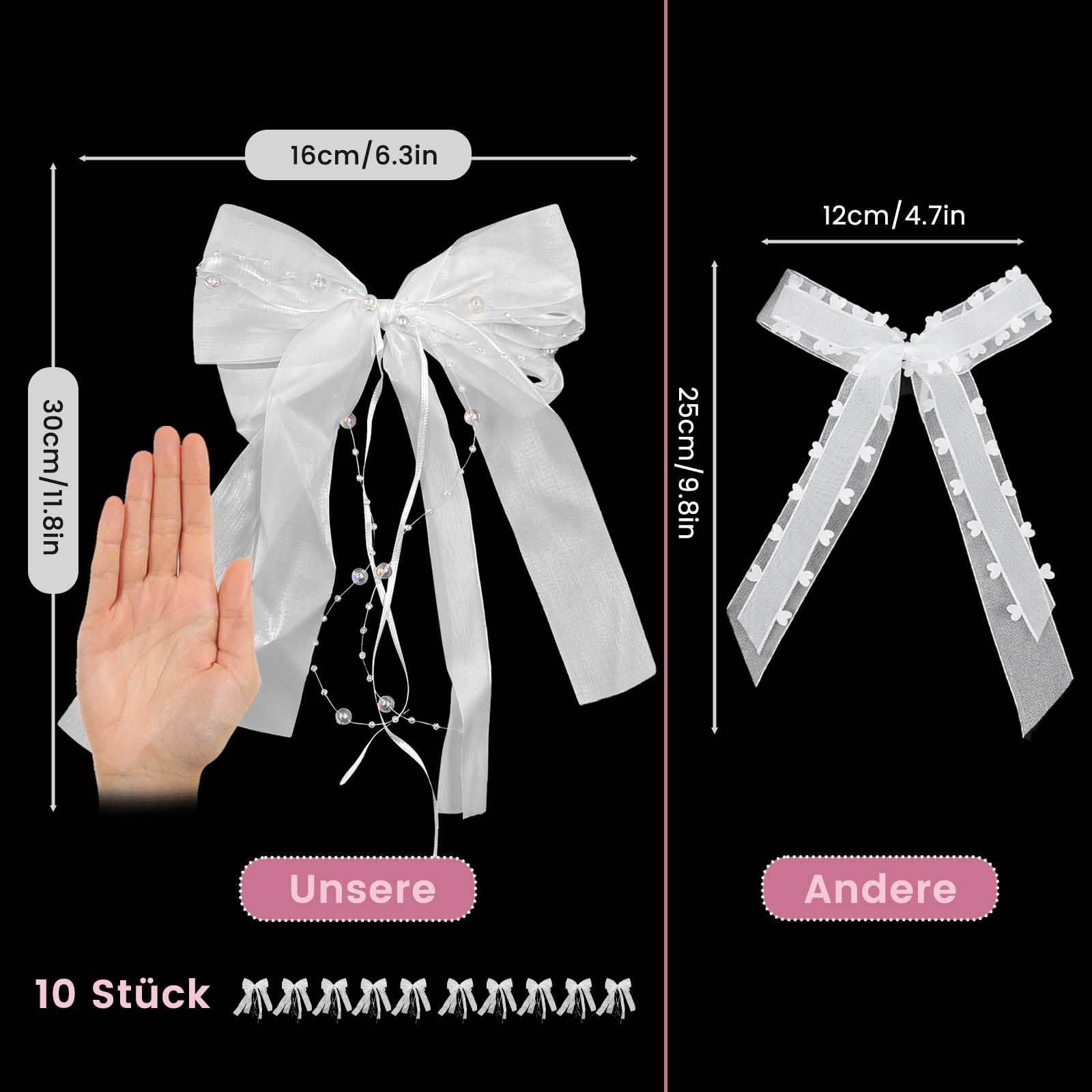 SNAIL GARDEN 10 Noeuds Auto Mariage XXL En Tulle & Satin