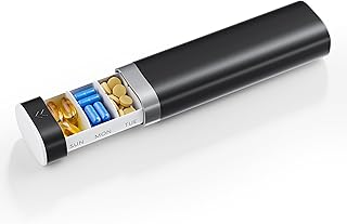 Betife Pill Box 7 Day 1 Times a Day, Daily Pill Organiser, Weekly Travel Tablet Organiser, Cute Pill Holder to Hold Vitamins, Medicines, Pills, Supplements (Black)