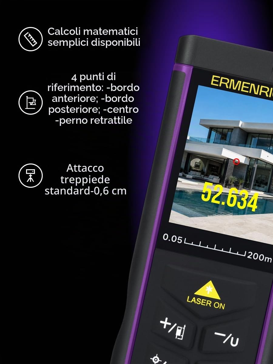 PRO LR200 Metro Laser Professionale Distanziometro 200m