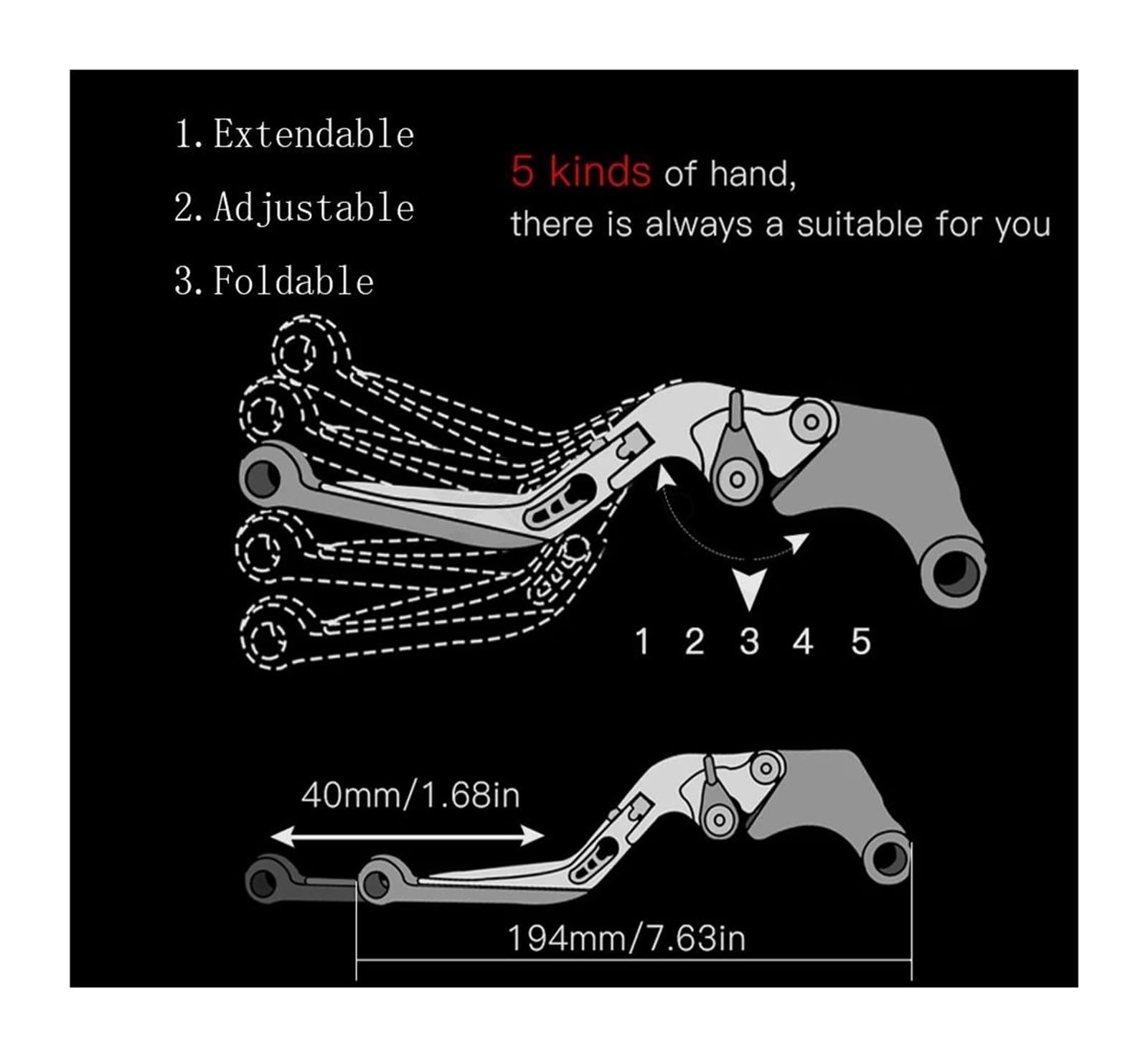 Regulowane dźwignie uchwytu motocyklowego, dźwignia sprzęgła hamulca dla S1000RR S 1000 RR S1000 RR 2010 2011 2012 2013 2014 (Design R)