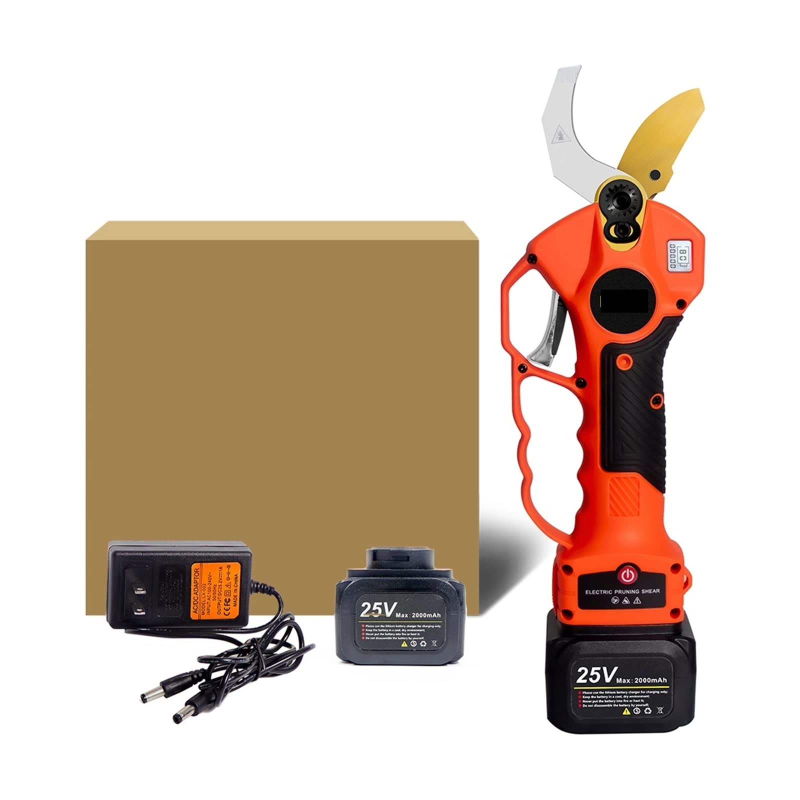 Sécateur électrique Sécateur électrique sans fil 25V 40mm cisaillement efficace arbre fruitier bonsaï élagage Branches Cutter 12 heures de temps travail(Shears pole(Box))