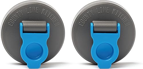 County Line Kitchen Tapa abatible de boca ancha, duradera, hermética, sello a prueba de fugas, color azul, paquete de 2