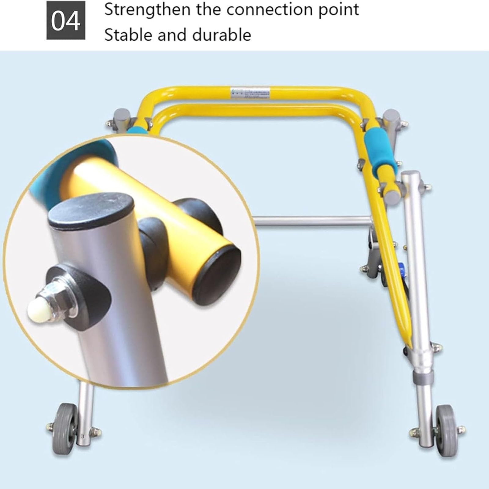 Andador Plegable para Niños con Ruedas, Ligero Andador de Aleación de Aluminio Regulable en Altura, Andador Infantil Tamaño Anti-Retroceso para Discapacitados Lesionados Entrenamiento de Rehabilitació