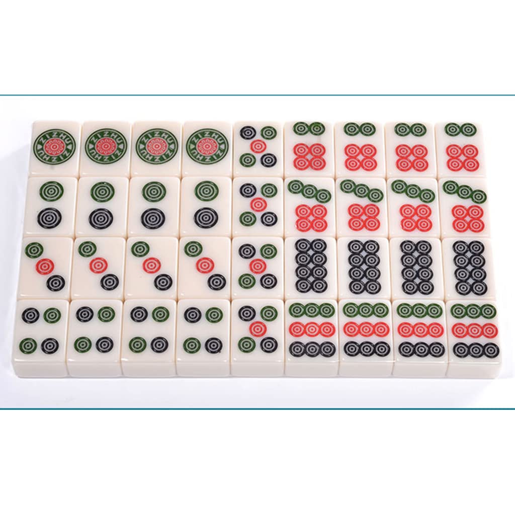 Tradycyjny chiński mahjong z 136 płytkami, 1 obrus, 2 kości, 2 kolorowe kostki, torba do przechowywania mahjong na podróż imprezę rodzinną gra prezent (kolor: imitacja jadeitu, rozmiar: 42 x 32 x 22 mm)