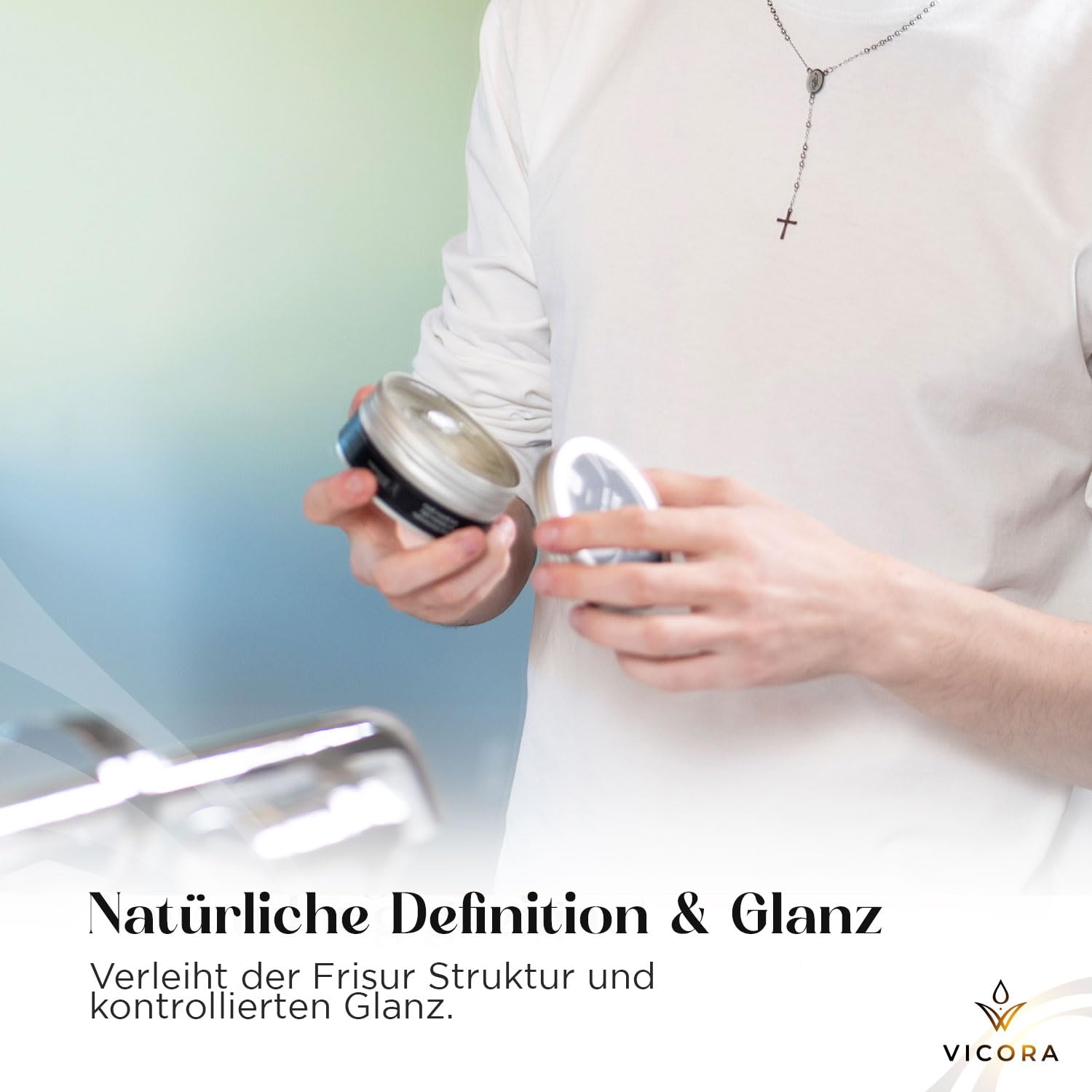 Vicora® Velórix Water Wax Haarwachs für Männer, 180 ml, 3er-Set | Wasserbasiert mit starkem Halt 5 & natürlichem Finish; feuchtigkeitsspendendes Styling Wax, silikonfrei & leicht auswaschbar.