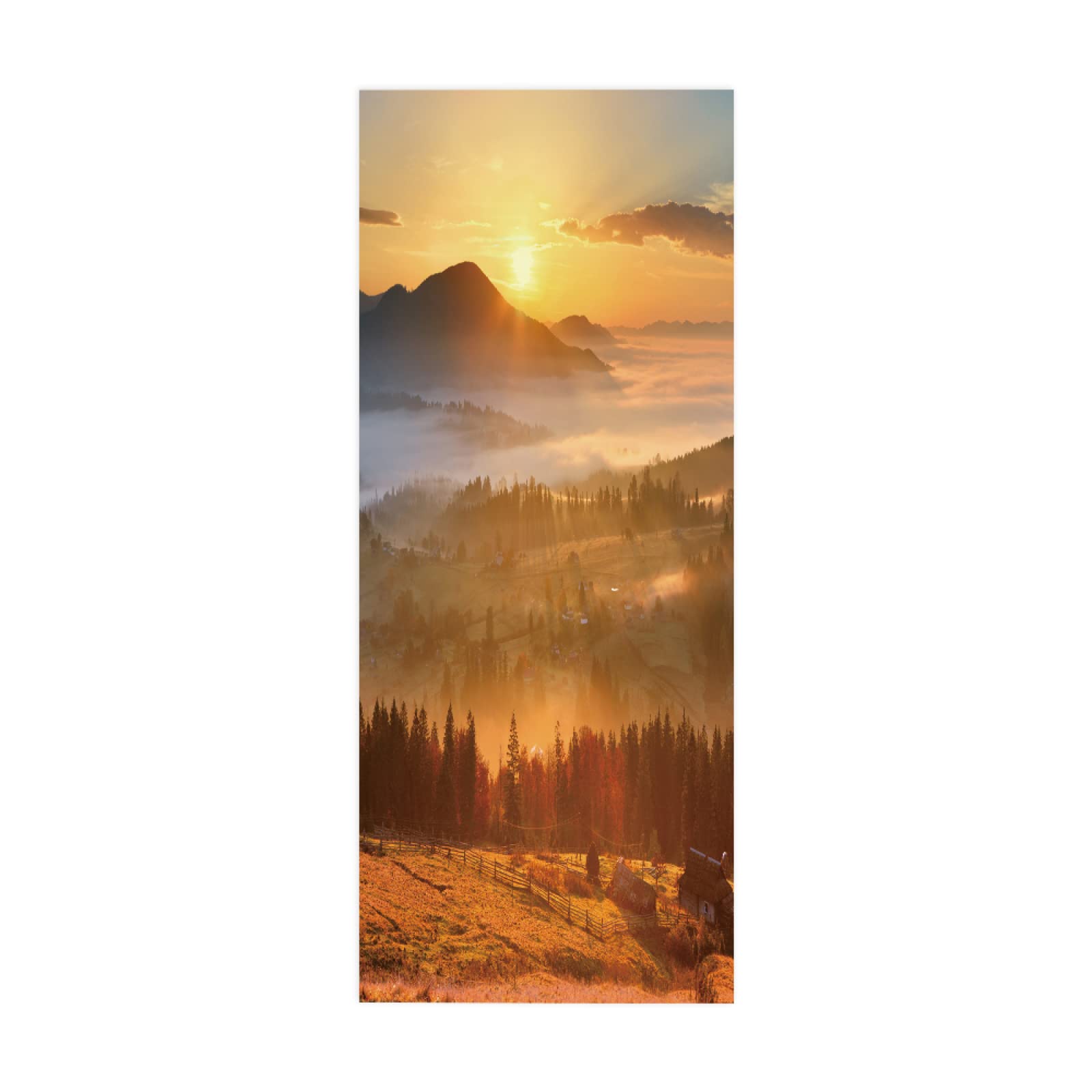 3D Door Mural Sticker Misty Forest W85 x H205 cm Interior Doors Modern Art Peel and Stick Removable Vinyl Decals for Home Decor