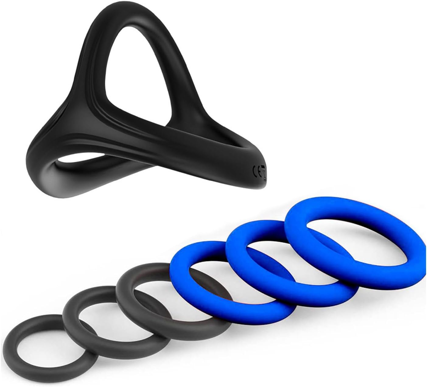 Triangle Men's Endurance Training Set, 7-Piece Set Contains 6 Circular Bands of Different Sizes-UKLS07G (Set4-Black&Blue)