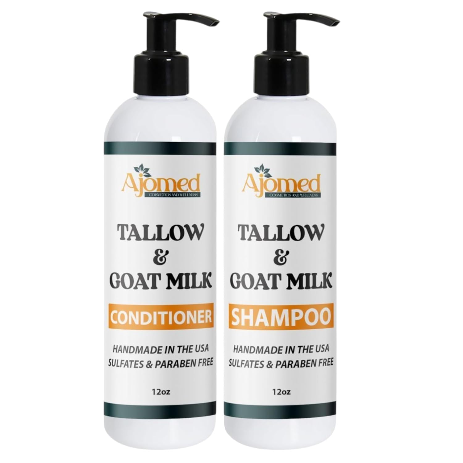 Goat Milk and Tallow Shampoo and Conditioner - Hair Care for Dry, Damaged Split Ends - Silicone, Paraben, Sulfate Free Shampoo, All Hair Types (FRAGRANCE FREE)