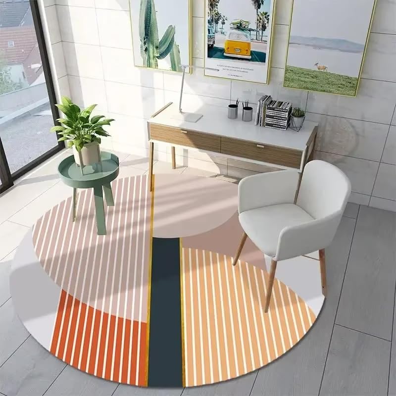 Tapis rond géométrique de 170 cm antidérapant pour salon moderne