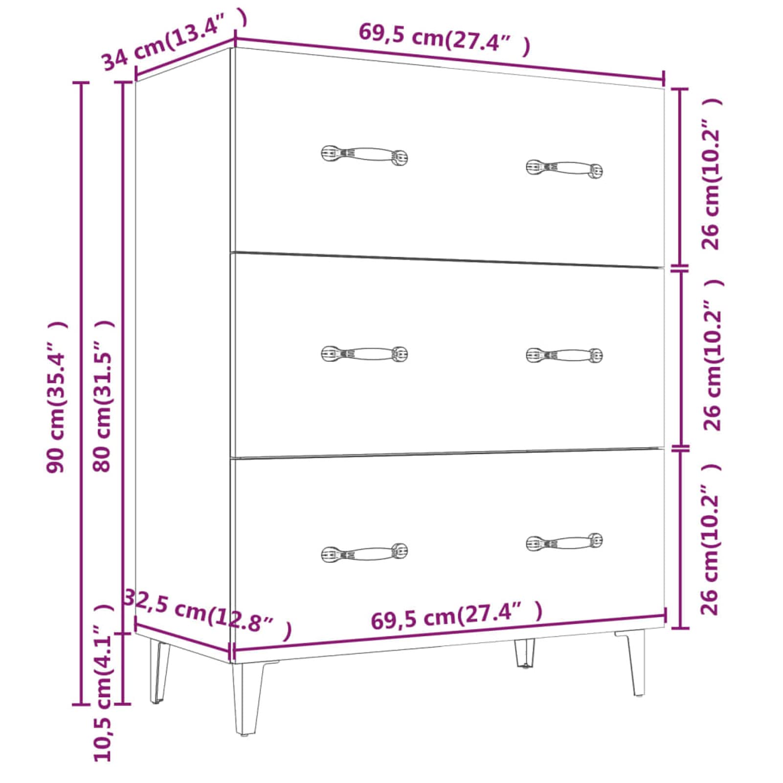 COSTWAY Cassettiera Credenza Camera da Letto a 3 Cassetti, Mobile con Ante e Scomparto con Vetrina Ribaltabile, Comò per Ingeresso, Soggiorno e Cucina, 80 x 40 x 95,5 cm, Bianco