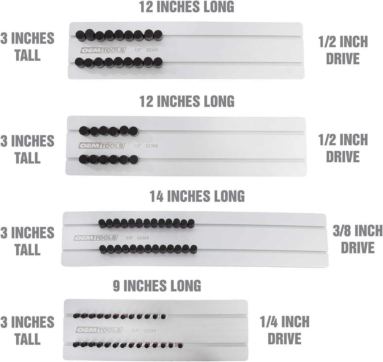 Flash Deals - 80% OFF OEMTOOLS 22387 4 Piece Silver Aluminum Socket Tray Set