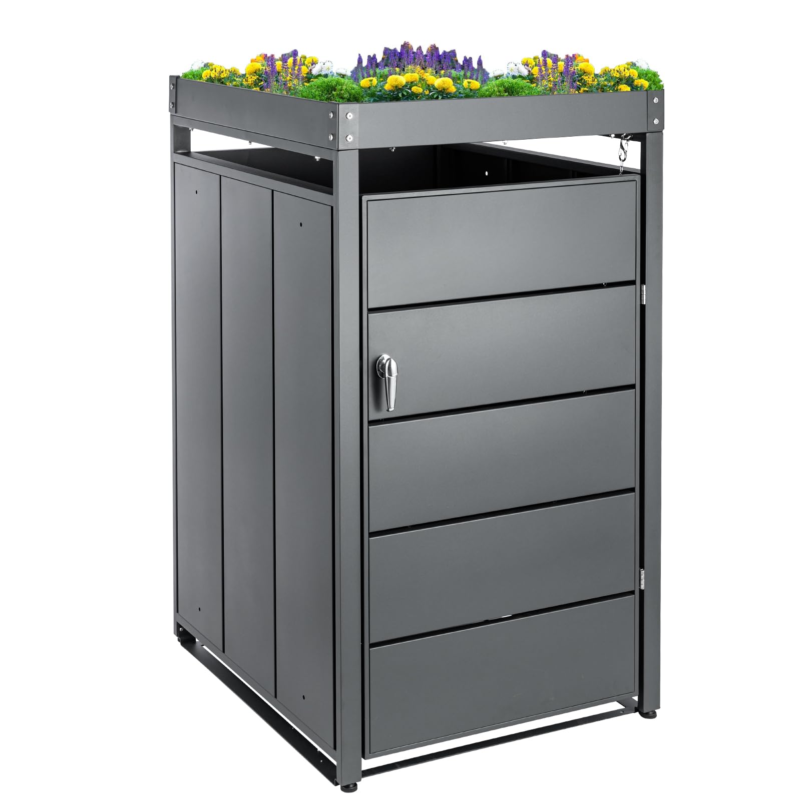 Mülltonnenbox für 240L Tonnen Mülltonnenverkleidung aus Stahl abschließbar wetterfest für Einfamilienhaus Mehrfamilienhaus